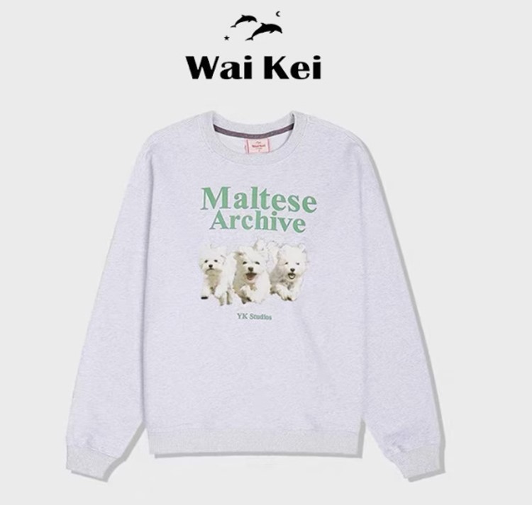 WaiKei マルチーズ スウェット トレーナー シャツ ワイケイ 男女兼用 ユニセックス 韓国 WaiKei マルチーズ スウェット トレーナー シャツ ワイケイ 男女