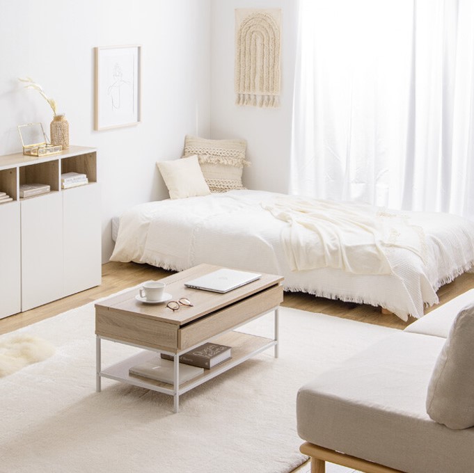 天板昇降式センターテーブル デスク おしゃれ ローテーブル 小さめ 80