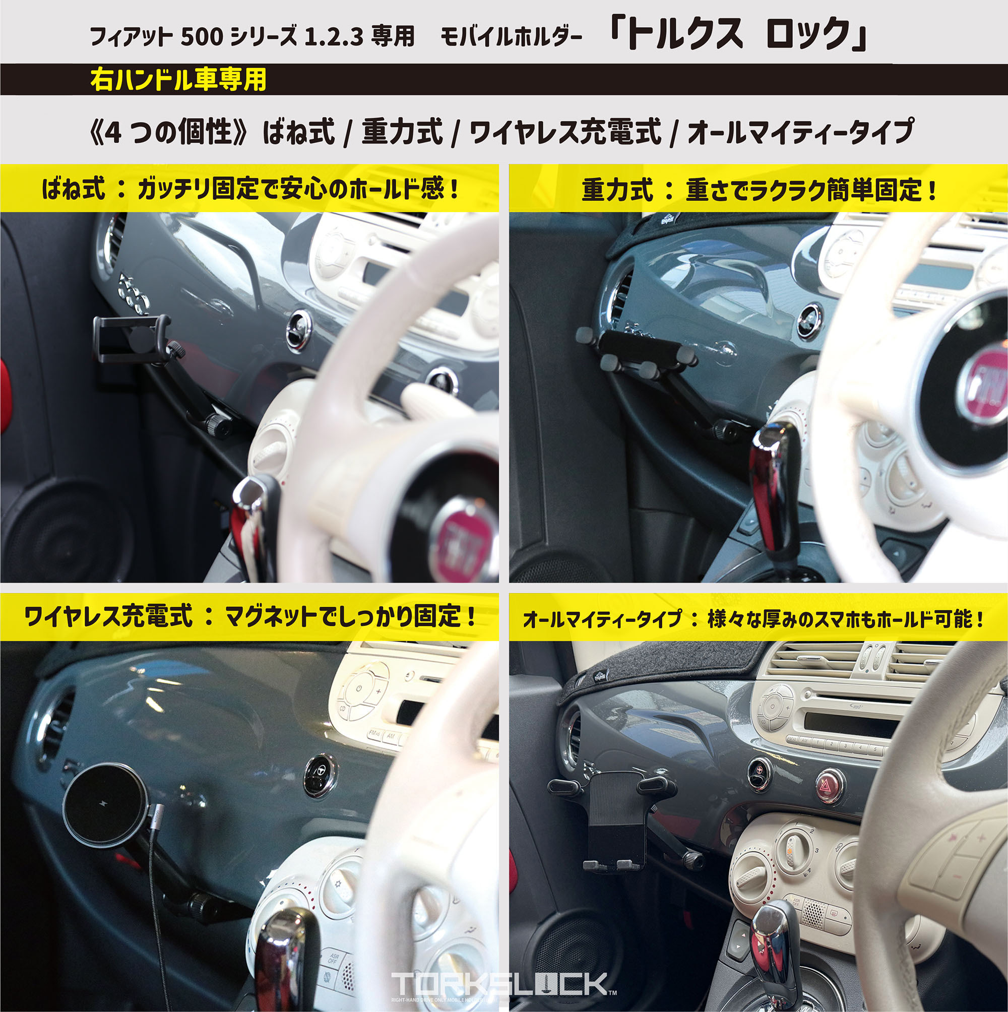 イブデザイン オリジナル商品】フィアット500 シリーズ1~3 右