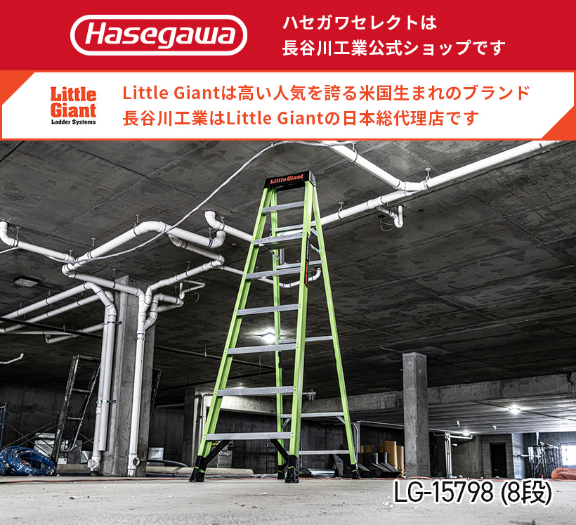 【 LG-15798 】FRP脚立 脚立 エーフォース300 8段 リトルジャイアント littlegiant 長谷川工業 ハセガワ 軽量 現場作業  ステップ幅広 マグネット付き 多機能