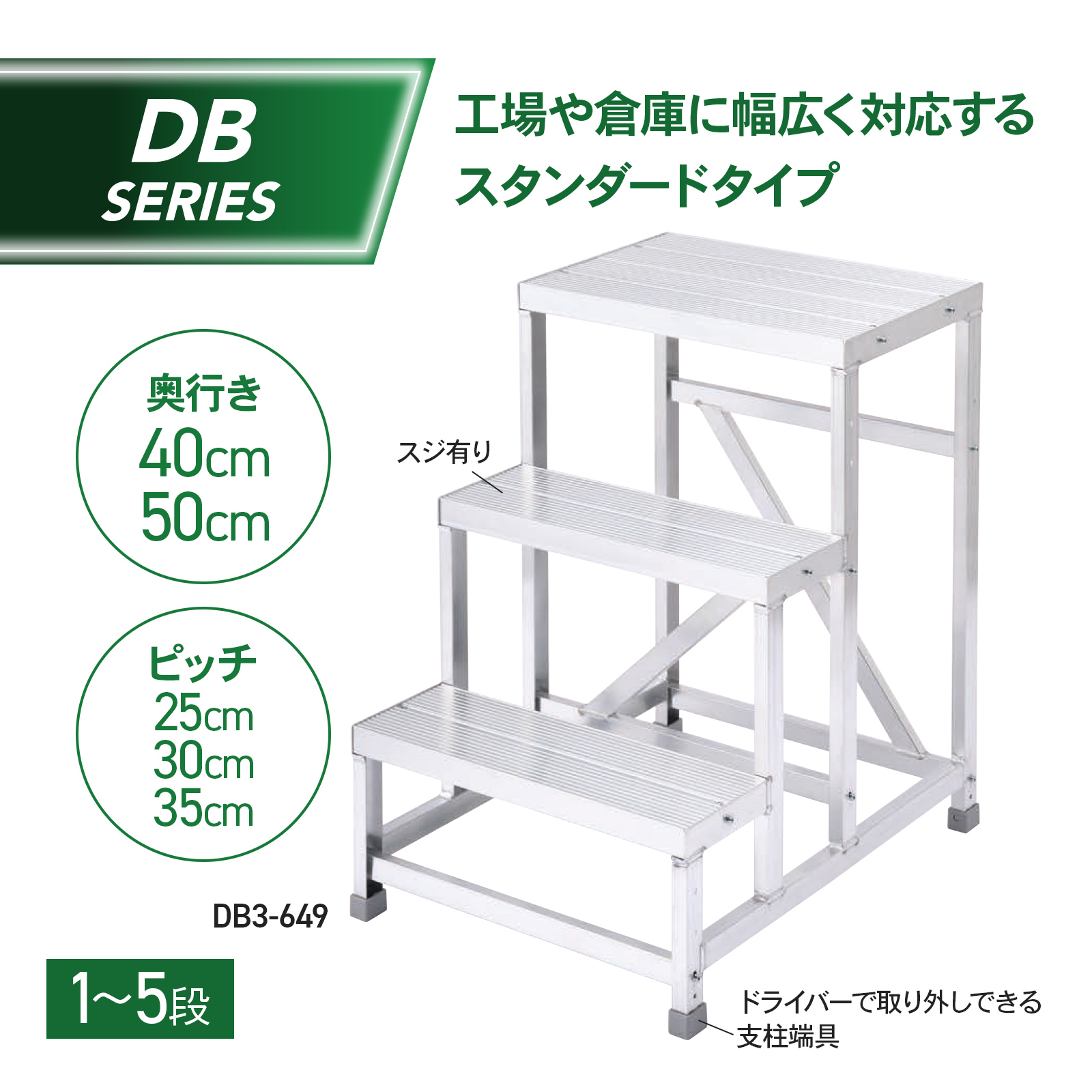 長谷川工業 組立式作業台 ライトステップ 作業台 DB スジ有り天板 現場