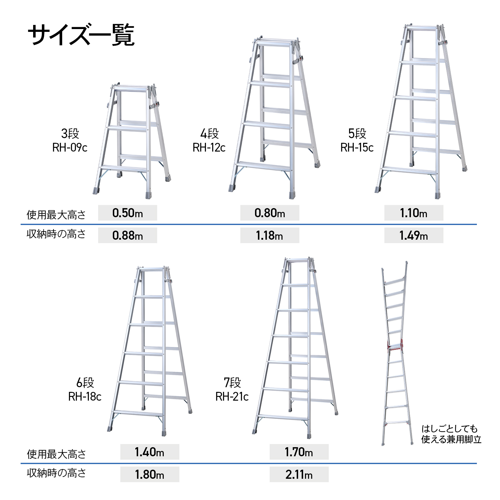 RH-21c 】 はしご兼用脚立 7段 7尺 長谷川工業 ハセガワ