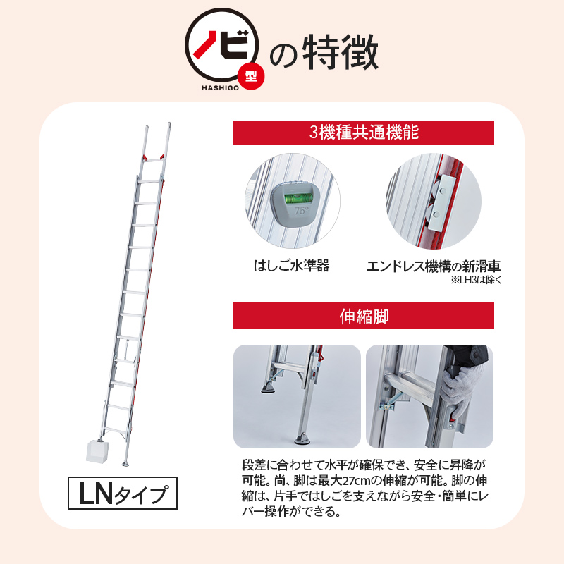 長谷川工業 ラクノリ 3連はしご 正面から乗り移れる 滑り止め用端具付き 7.86m アルミ 梯子 ハシゴ 雪屋根昇降 大型商品【 LT3-79a 】【LT3-79a】 関連画像5