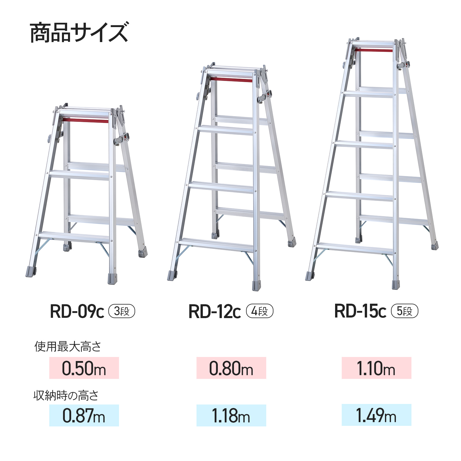 長谷川工業 【 RS-12c 】はしご兼用脚立 脚立 ワンタッチバー 4段 4尺
