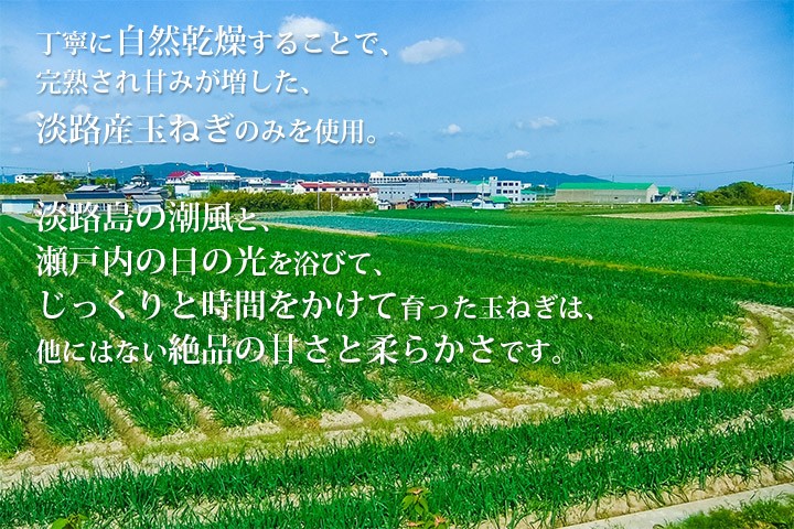 淡路島の玉ねぎ畑／淡路島の潮風と、瀬戸内の日の光を浴びて、じっくりと時間をかけて育った玉ねぎは、他にはない絶品の甘さと柔らかさです。玉ねぎの心地よい食感と、ギュッと詰まった甘み・旨みがたまらない天ぷら（さつま揚げ）に仕上げました。長谷井商店のじまんの品です。ぜひ、ご賞味下さい。