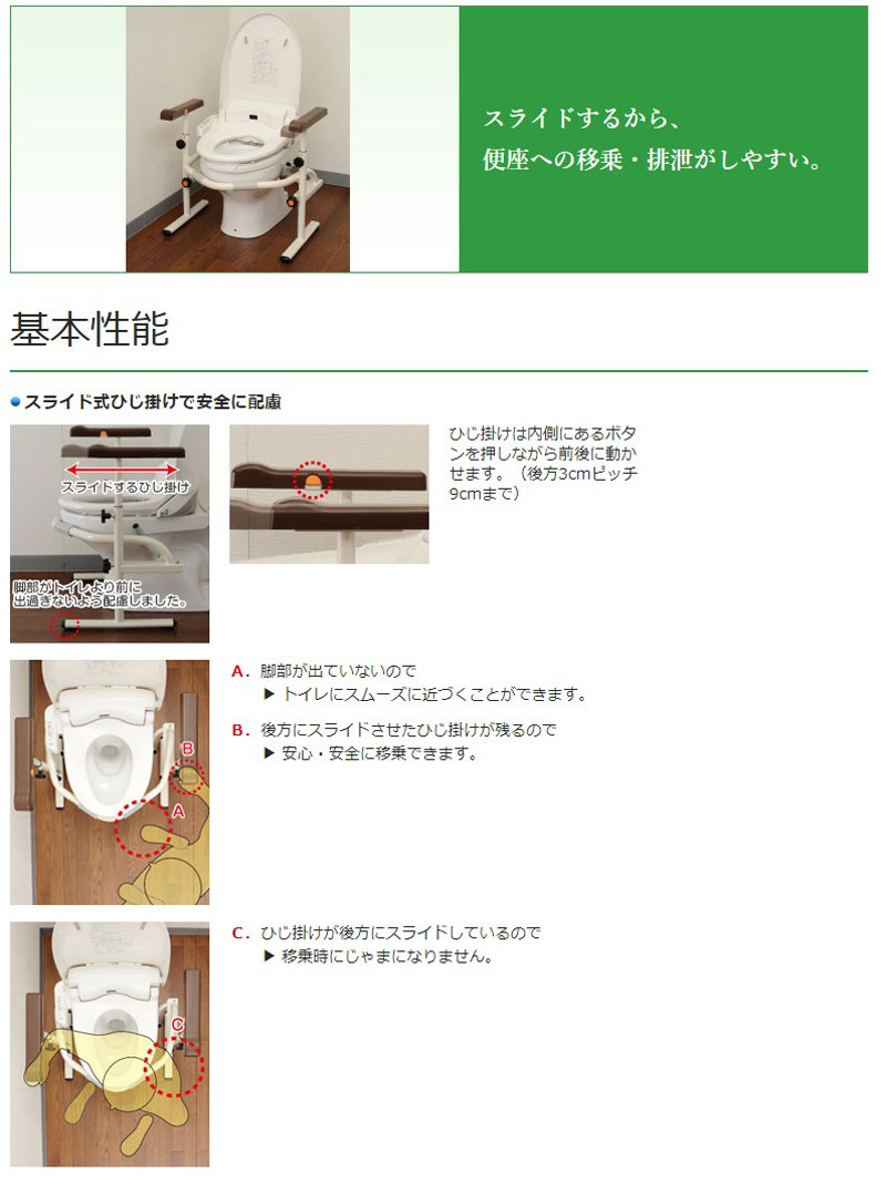 洋式トイレ用スライド 手すり ステンレス パナソニック