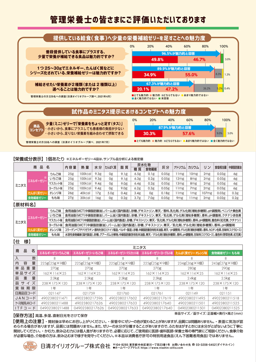 日清オイリオ（Nisshin OilliO） 介護食 ミニタス エネルギーゼリー