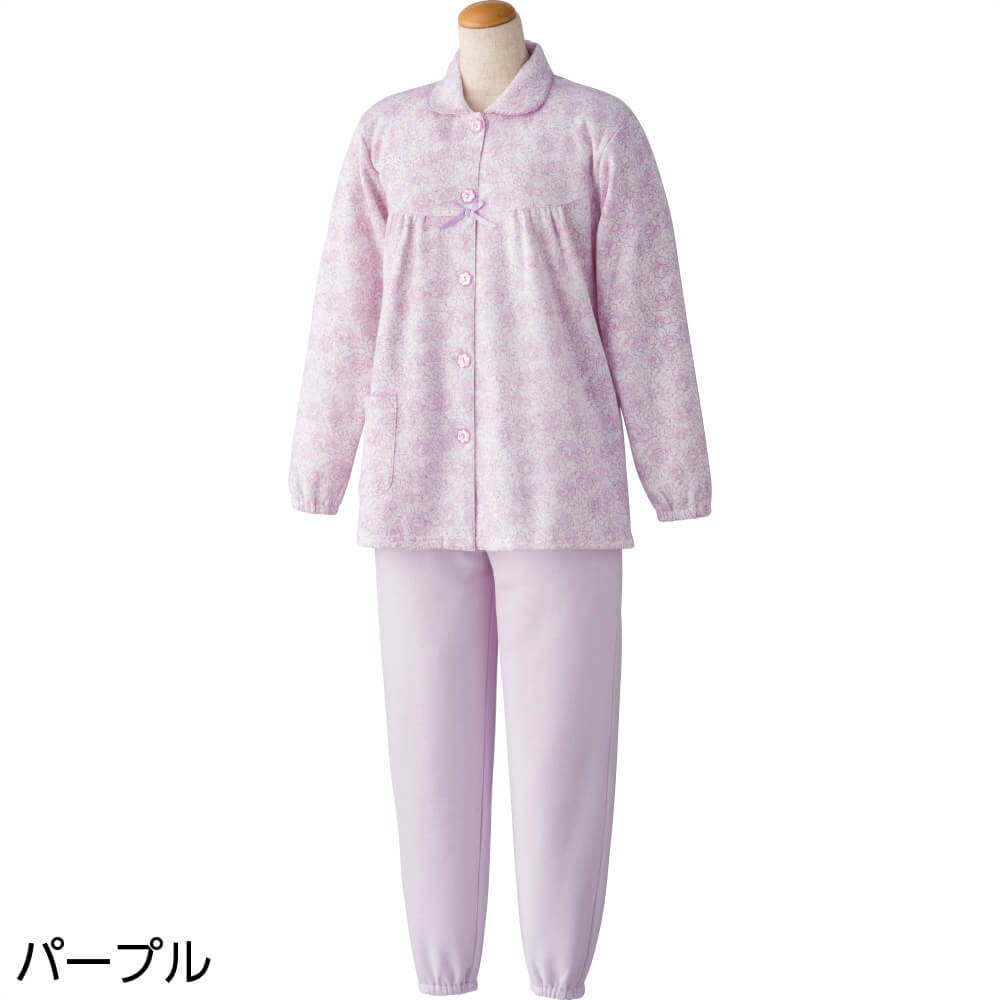 ハナサンテラス 大きめボタン 裏起毛お部屋着調 パジャマ S M L LL