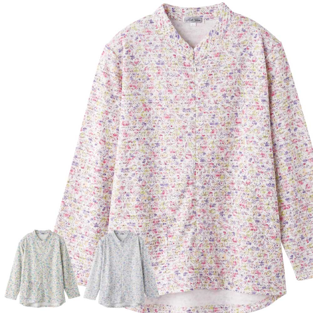 ハナサンテラス Tシャツ ロングファスナー 長袖 シニア