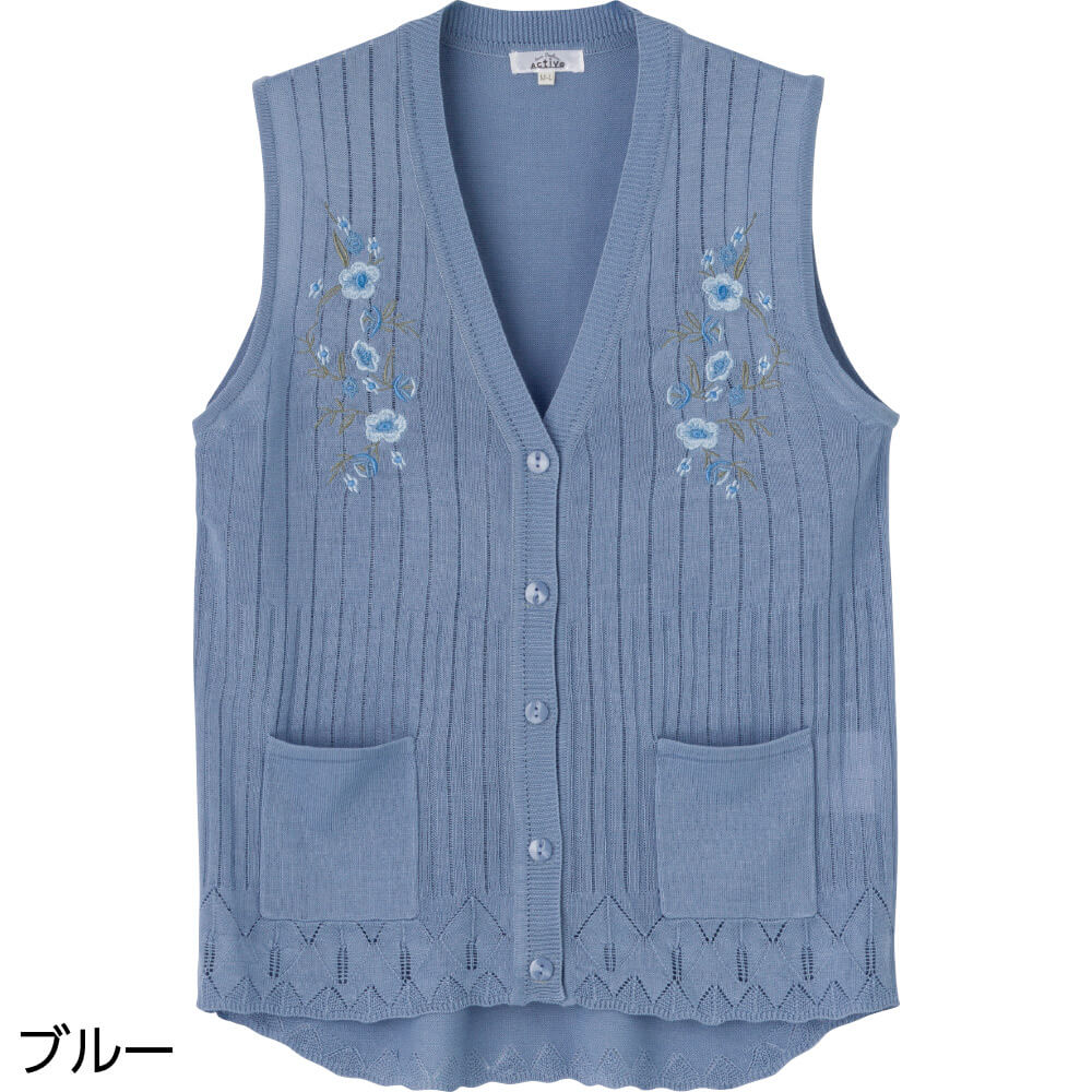 婦人 レディース ワンタッチテープ V首 ニットベスト M〜L 820799 ケアファッション ケアファッション・アクティブ ベスト レディース おしゃれ 秋冬