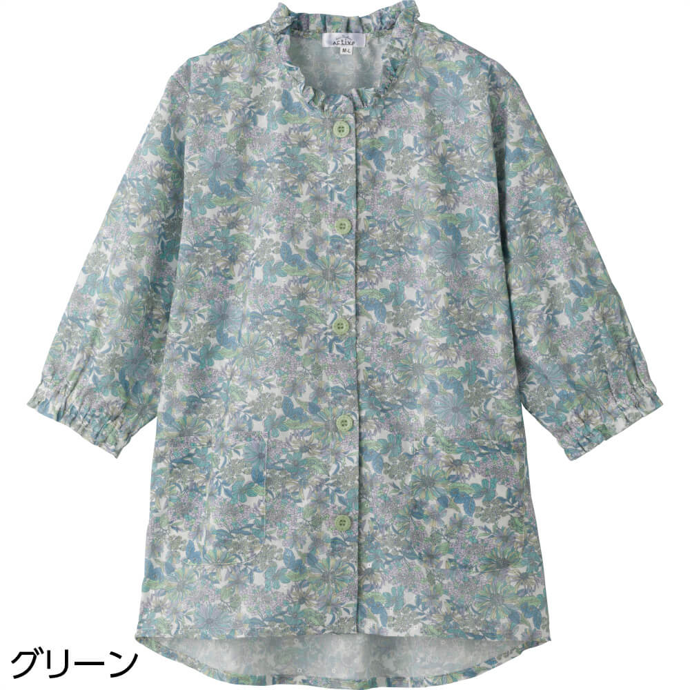 ハナサンテラス 7分袖ワンタッチテープブラウス M~L フリーサイズ LL