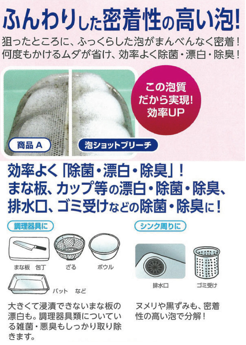 泡ショットブリーチ 520ml ライオンハイジーン 厨房用漂白剤 泡