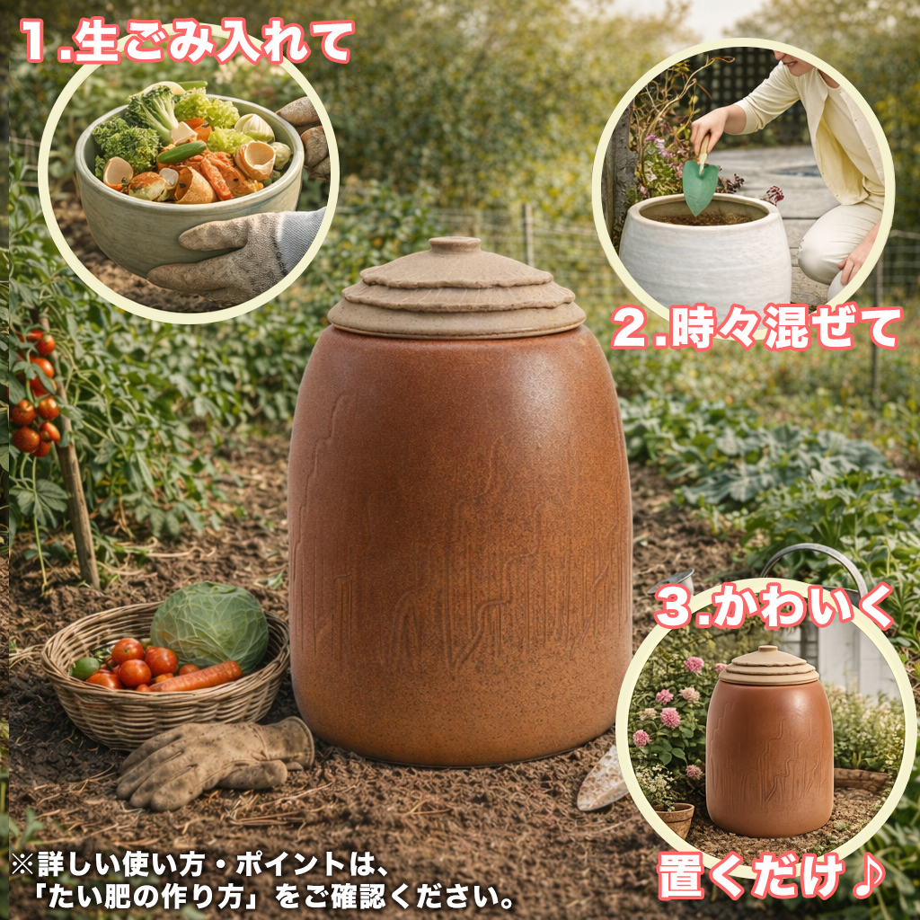 コンポスト 陶器 容器 おしゃれ 屋外 どんぐりS 信楽焼 コ生ごみ堆肥