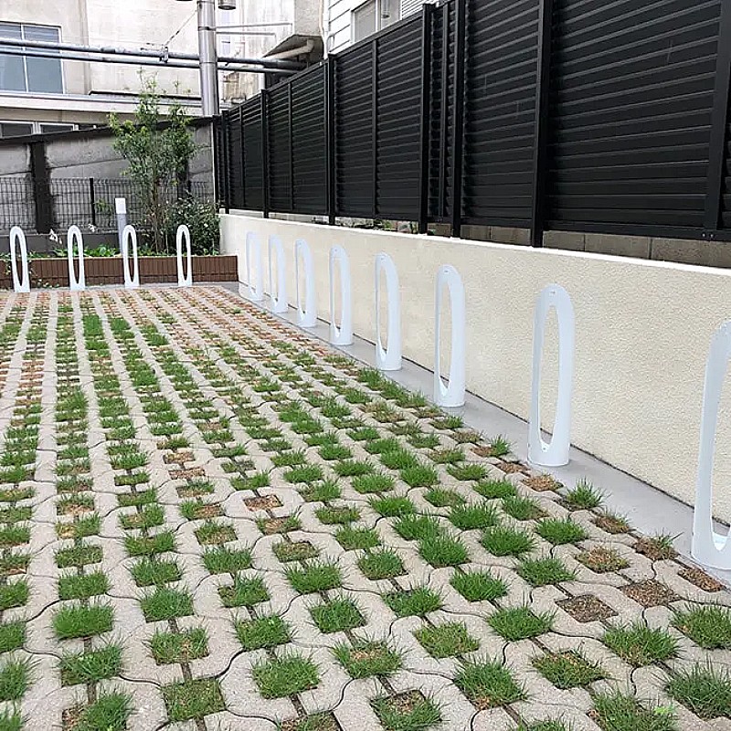 おしゃれ楕円サイクルスタンド駐輪場施工例