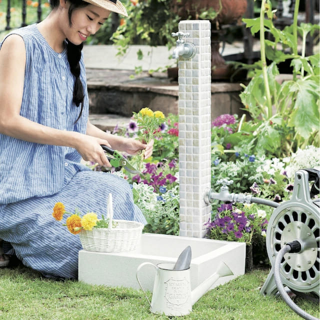 立水栓 おしゃれ 水道 庭 屋外 セット 蛇口 diy シュペリ