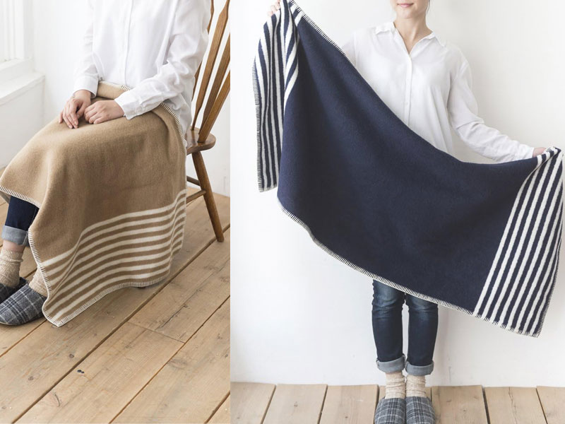 洗えるウールひざ掛け The Livin' Fabrics 泉大津産 リバーシブル