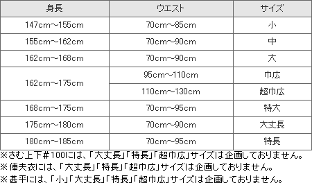 サイズ表