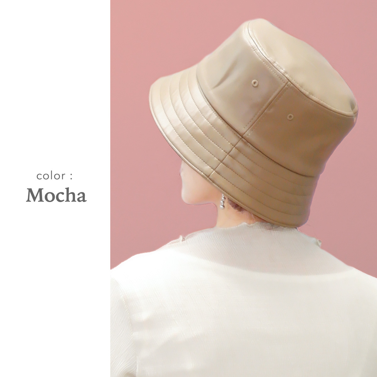 帽子 レディース メンズ ハット エコレザーバケットハット レザー