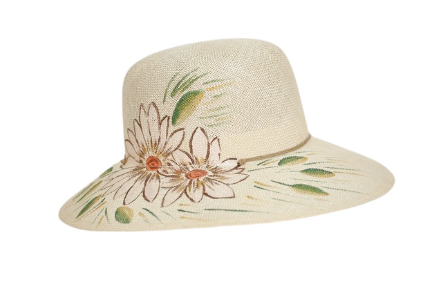 婦人帽子 イタリア製 インポート Complit シゾール 天然草 手描き 花 フラワー ベージュ ...