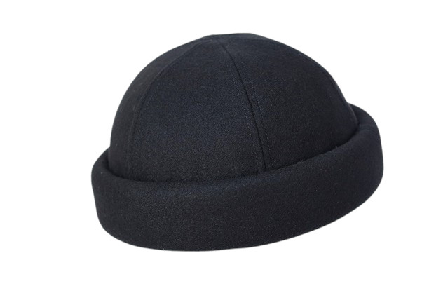男女兼用 つば無し 上質 ラシャ生地使用 日本製 帽子職人による ロールキャップ ブラック 黒 ウール Mから3L 秋冬 ROLL-RASYA-BK｜hat-nishikawa｜02
