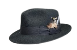 STETSON ブラックウールハット 7 1/4 羽飾り付き STETSON（ステットソン） ウールフェルト メンズハット 羽根飾り 57cm