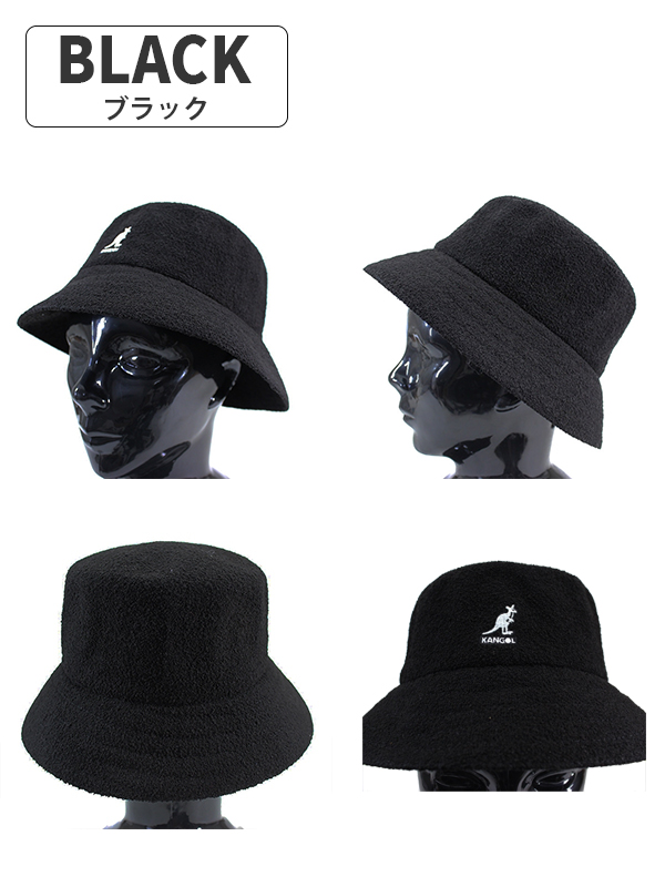 SALE‼️KANGOL　レザーバケットハット　同色刺繍　黒色　Mサイズ KANGOL FURGORA CASUAL | S(06) BLACK (01) | KANGOL