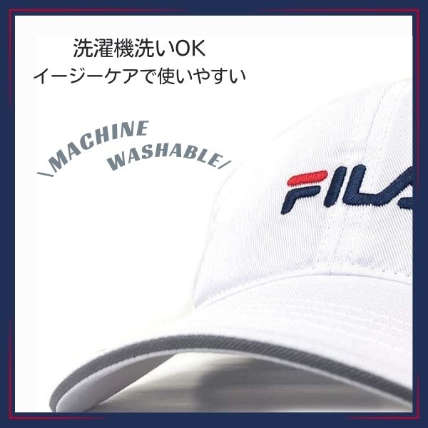 ラッセルノ キャップ 帽子 ロゴ ルチャ 無地白ホワイトXL 綿混 手洗い洗濯済 FILA 洗濯機で洗える メッシュキャップ キャップ 野球帽 吸汗速