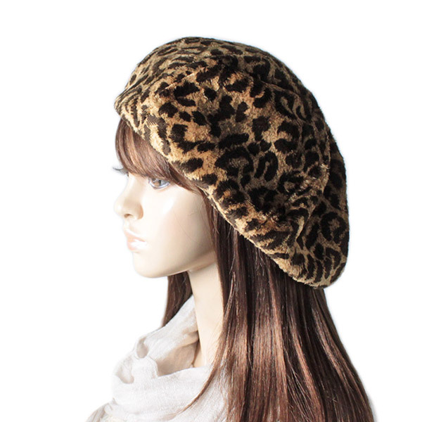 NAMIKI レオパード ベレー帽 日本製 ファーベレー アニマル 総柄