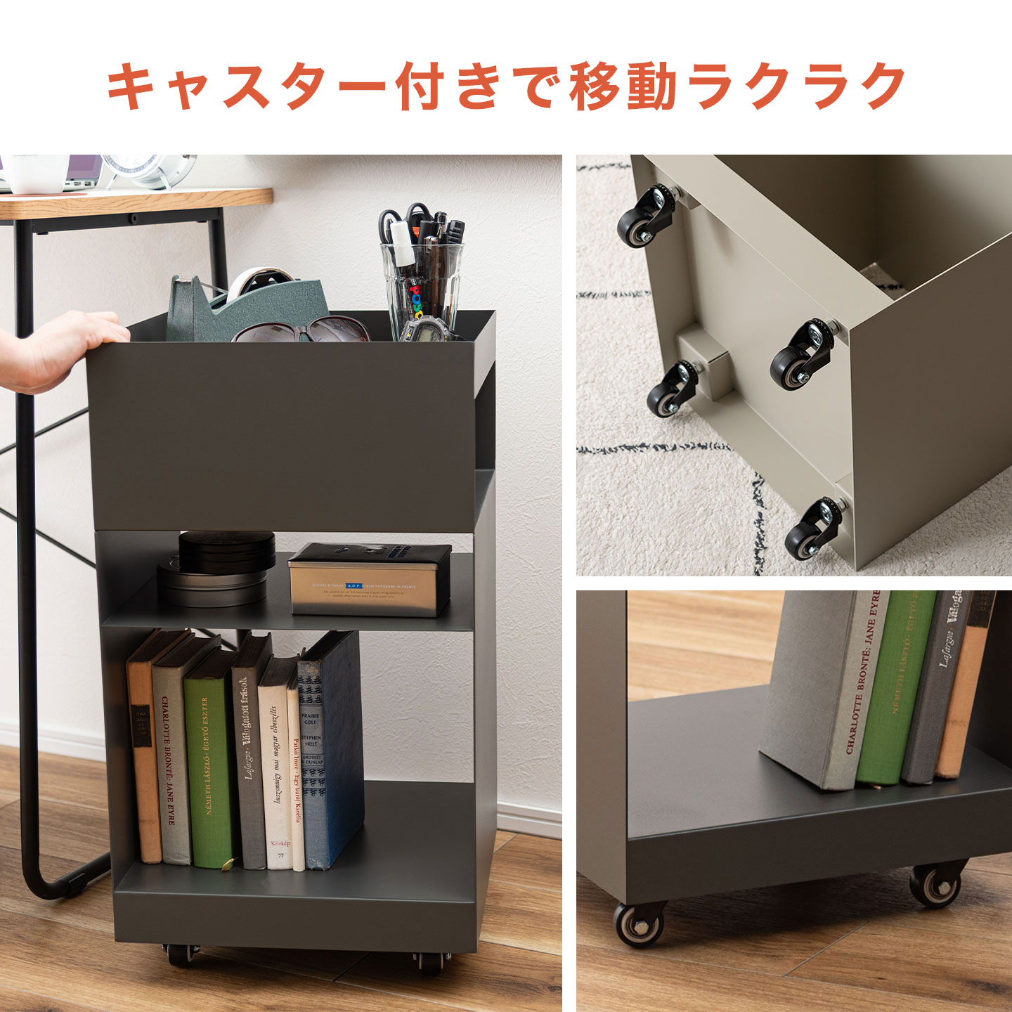 東谷 ワゴン キャスター付き スチールワゴン 棚付き 収納 DM-103