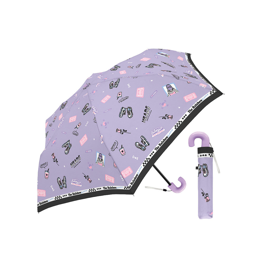 折りたたみ傘 子供用 女の子 傘 50cm キッズ ドット 音符 マリン 