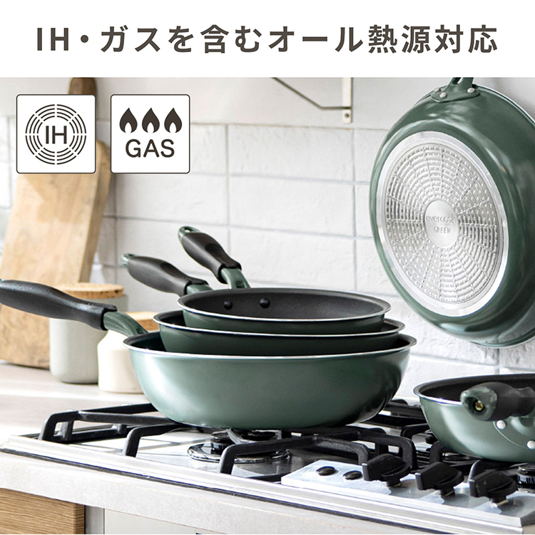 evercook 卵焼き器 GREEN エバークック 卵焼き フライパン IH ガス LOW