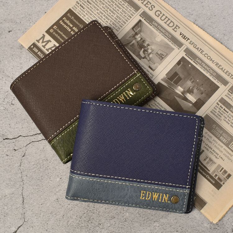【新品!】EDWIN エドウィン☆折り財布 ブラウン&ライトブラウン 2点セット EDWIN 二つ折り財布 メンズ ブランドEDWIN エドウィン 深札入れ