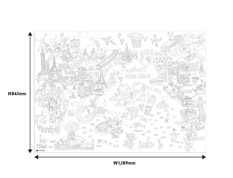 塗り絵 送料無料 当日発送可能 ぬりえ Nurie ヌーリエ ぬり絵 Nuriemaki 巻きタイプ ヌーリエマキ 知育 新入学 世界地図 A0サイズ 学習玩具 アニマル 動物柄 大きい