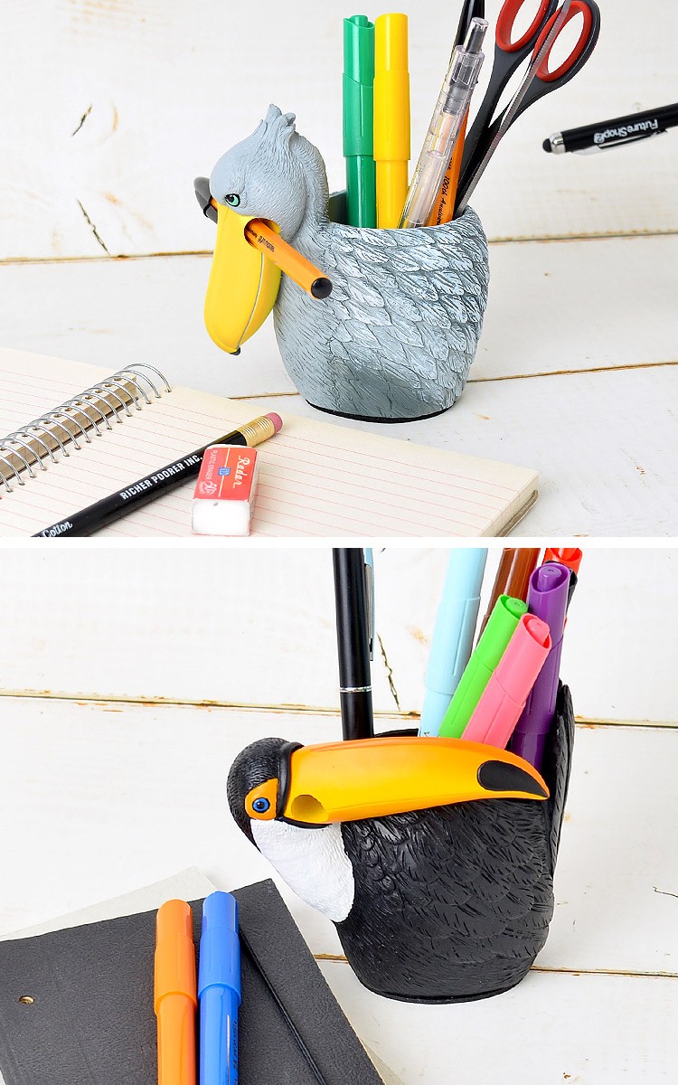 骨董品黒檀の 鳥の絵が素敵なペン立て ペン立て 骨董品
