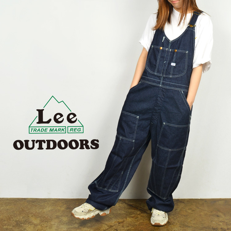 Lee OUTDOORS 軍幕素材 オーバーオール ダブルニー　サイズL Lee ダブルニー オーバーオール OUTDOORS サロペット アーミー