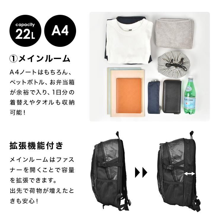 LOGOS（ロゴス） リュック メンズ 22L 小さめ 通勤 通学 リュック