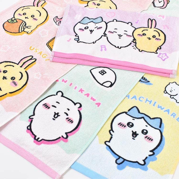 丸眞 フェイスタオル セット 4枚 ちいかわ パイル かわいい 綿100