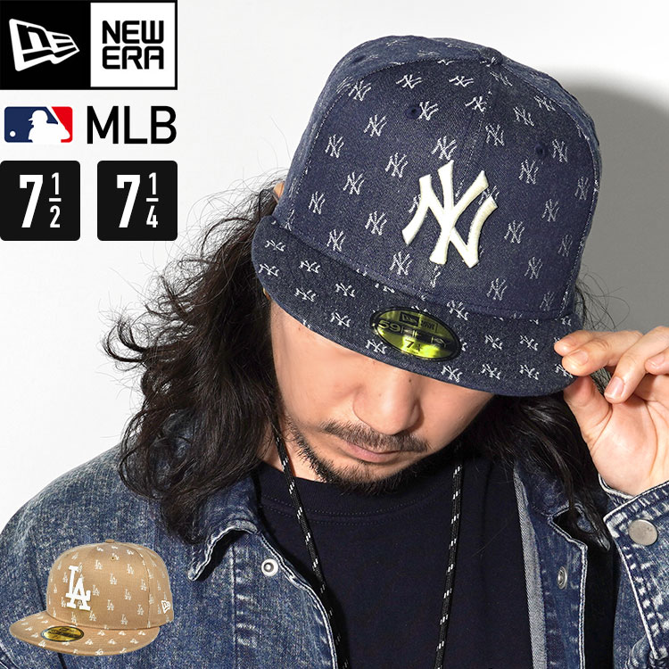 59FIFTY ドジャース LA キャップ ニューエラ NEWEAR メンズ 深め モノグラム NY ヤンキース 帽子 フラット おしゃれ 柄 春 夏