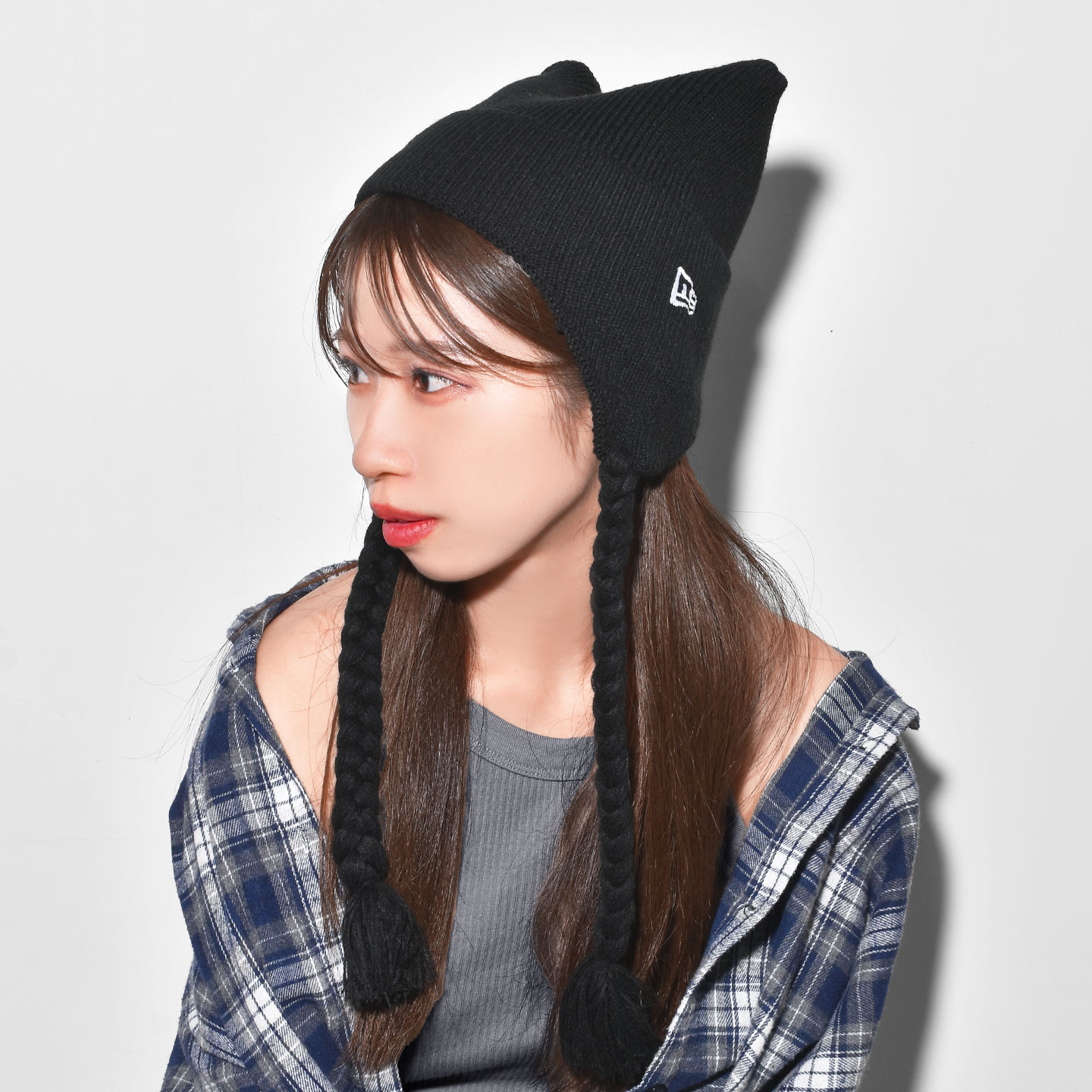 NEW ERA（ニューエラ） 猫耳 ニット帽 レディース スクエア ニット