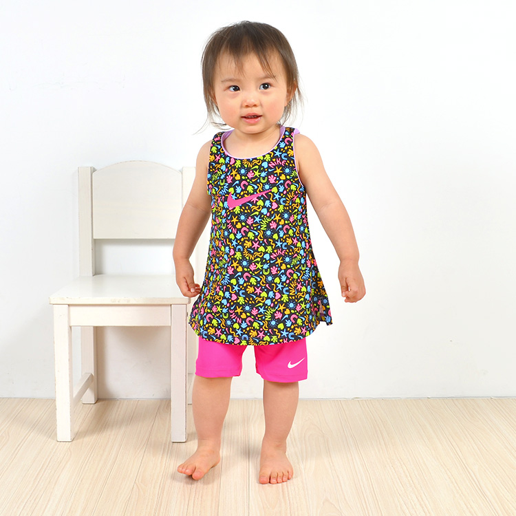 ⭐︎kaze⭐︎スティッチ　　練習用水着　 SSサイズ　ニモキャップセット NIKE キッズ 水着 女の子 ナイキ セパレート タンキニ ベビー