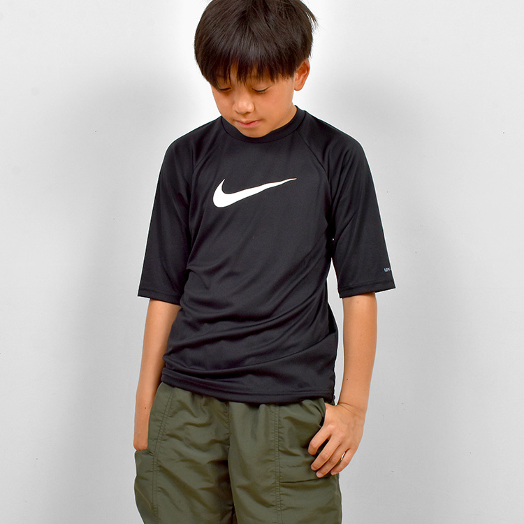 ラッシュガード キッズ フードなし 半袖 黒 NIKE ナイキ 子供 130 140  