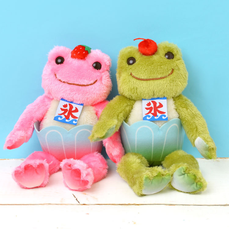 ぬいぐるみ かえるのピクルス かき氷 夏 ビーンドール キャラクター かわいい 人形 ヌイグルミ 抹茶練乳 いちご練乳 ぬい撮り おままごと プレゼント Hauhau 通販 Paypayモール