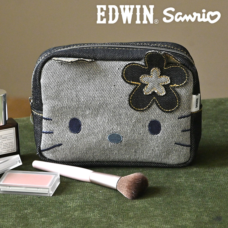 Hello Kitty SOMETHING デニムポーチ　限定 SOMETHING（サムシング） ポーチ ハローキティ EDWIN SOMETHING デニム