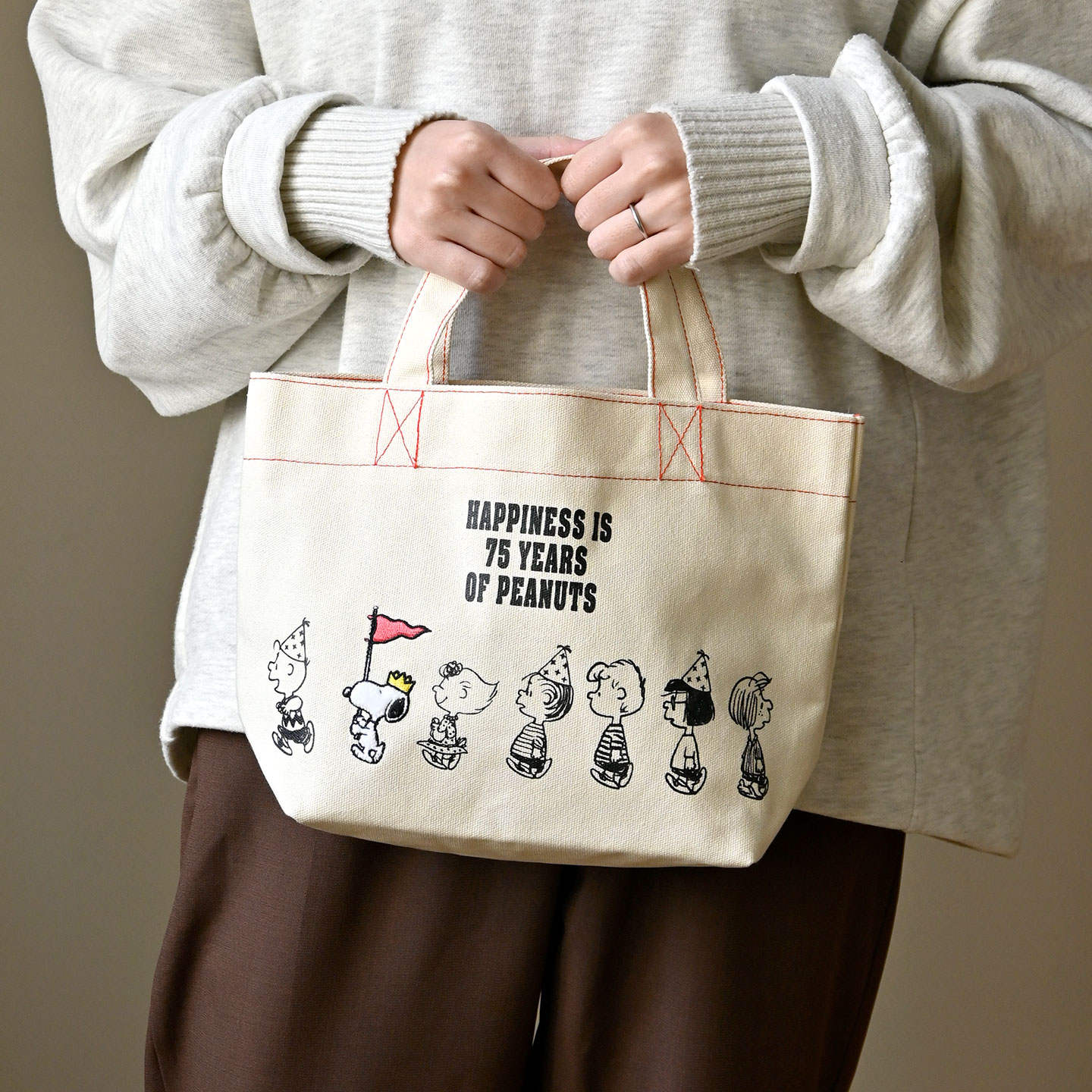 SNOOPY（スヌーピー） ミニトートバッグ 帆布 小さめ ランチトート