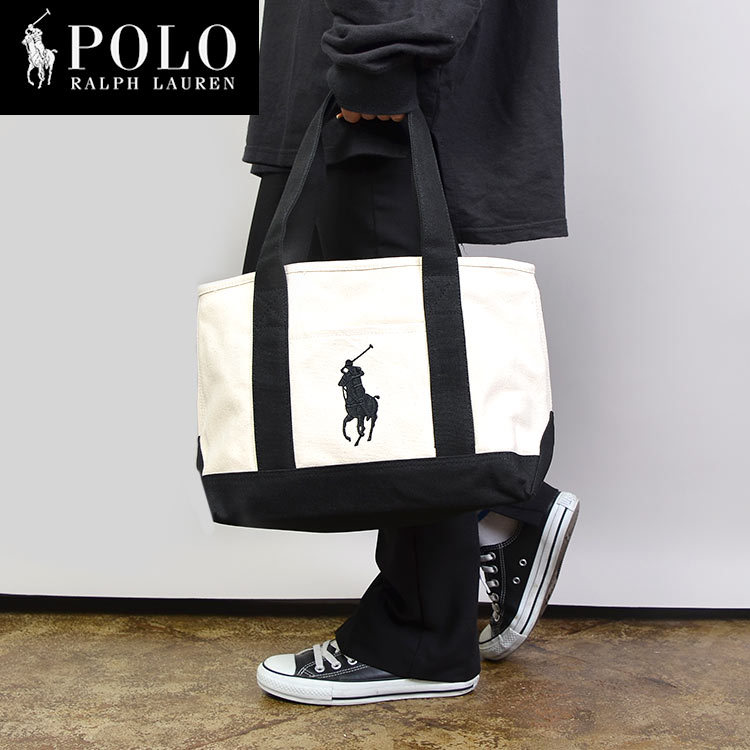 キャンバス トートバッグ ブランド POLO RALPH LAUREN ポロ ラルフローレン レディース 10L 肩掛け可能 マグネットボタン  Mサイズ A4 ラルフ メンズ 送料無料