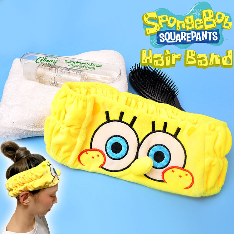 ヘアバンド スキンケア 洗顔 キャラクター レディース メンズ キッズ かわいい おしゃれ 面白い Sponge Bob 女の子 男の子 学生 大人  子供 プチギフト メール便