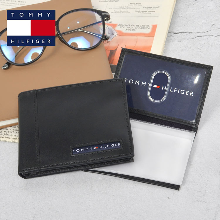 財布 二つ折り TOMMY HILFIGER パスケース付き メンズ トミー