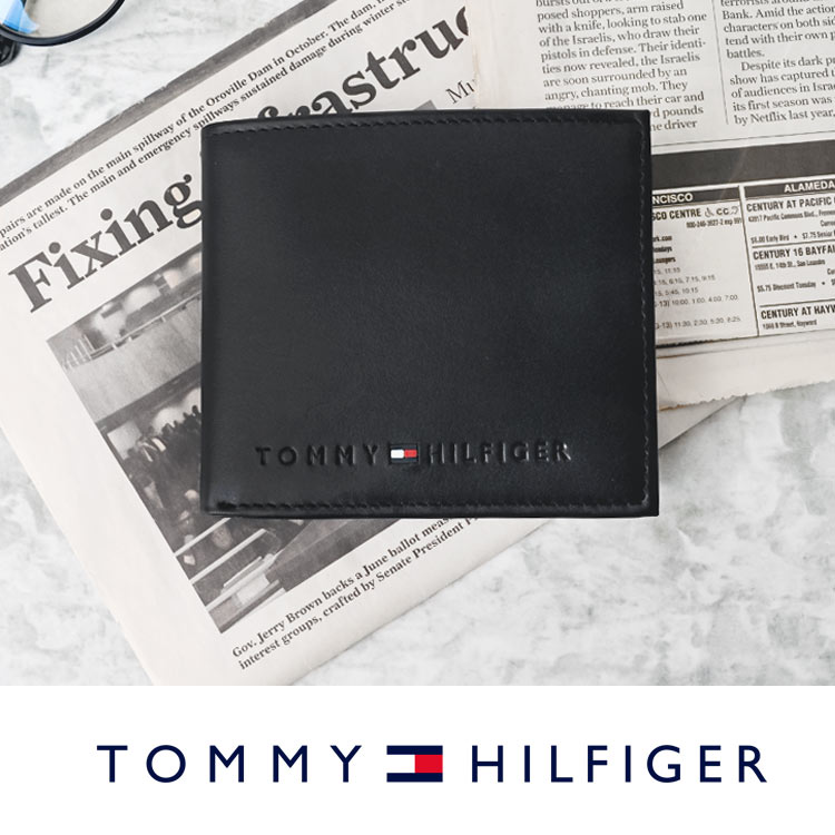 財布 TOMMY HILFIGER トミーヒルフィガー 折りたたみ 二つ折り 本革 革