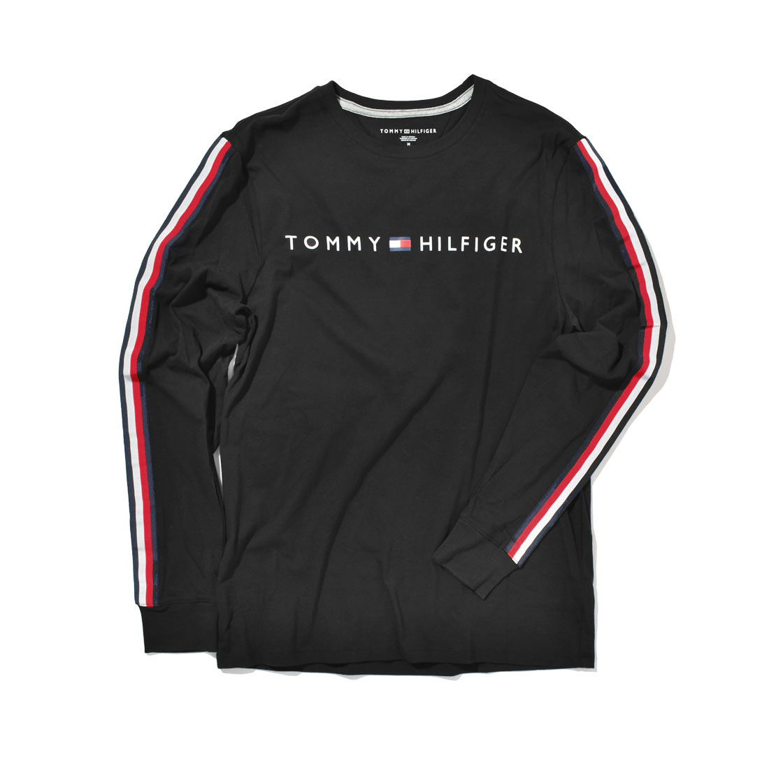 Tシャツ 長袖 メンズ レディース TOMMY HILFIGER トミーヒルフィガー ロンT カットソー 綿100% ロングスリーブ 袖テープ 袖ロゴ  シンプル おしゃれ 送料無料