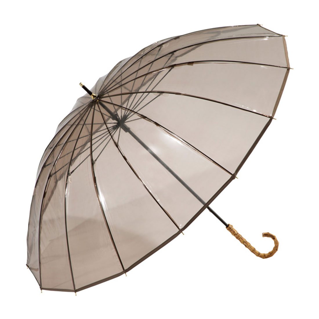 雨傘 レディース バンブー wpc 16本骨 クリア ダブリュピーシー 透明 60cm 丈夫 女性 グラスファイバー ビニール傘 大きめ 上品 大人 長傘 風に強い 折れにくい｜hauhau｜02